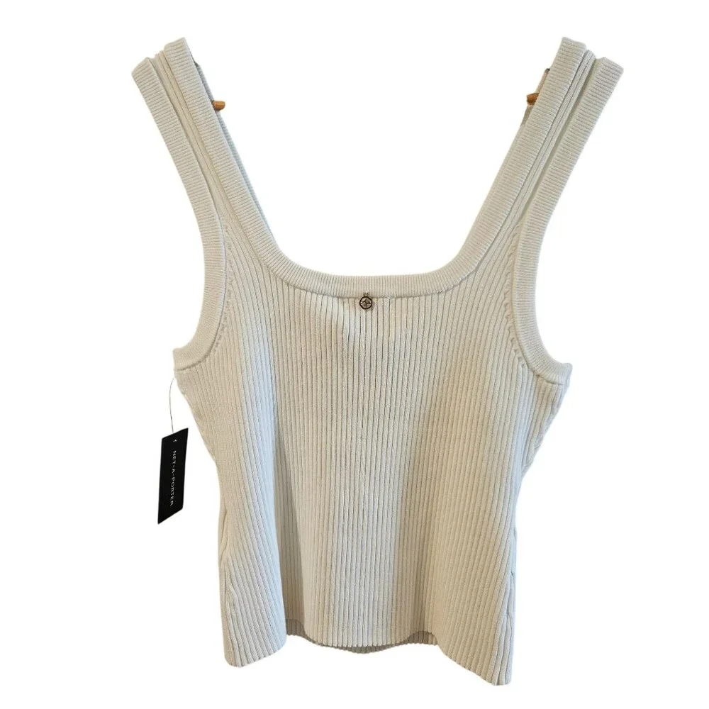 Aje Women’s Ivory L Ribbed Tank Top Minimalist Chic Quiet Luxury Capsule Wardrob - Picture 4 of 14